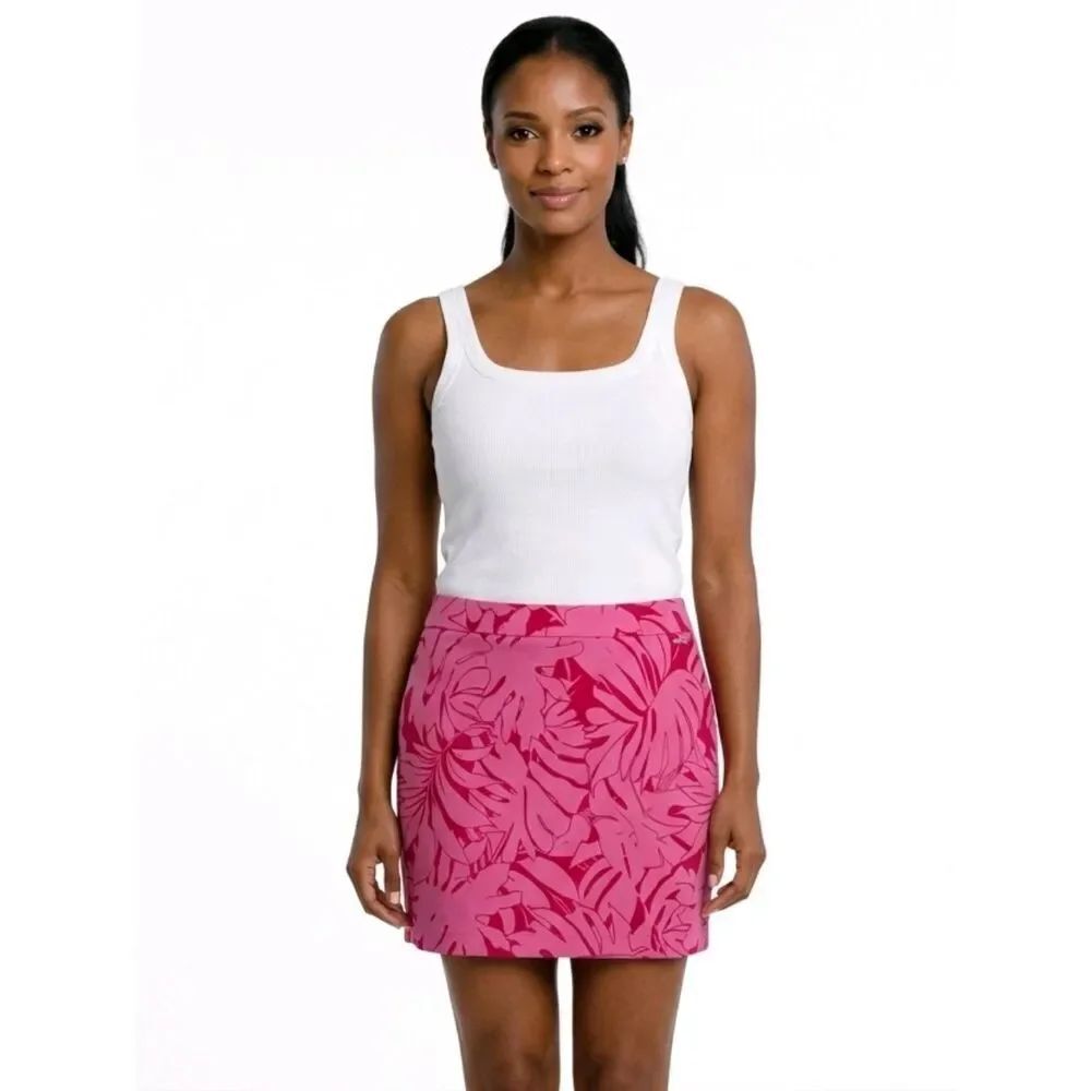 Rafaella Fuchsia & Red Tropical Leaf Pattern Skort Size XL